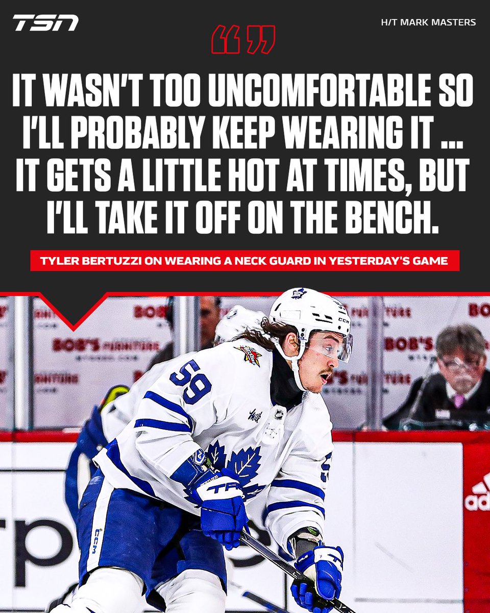 TSN_Sports's tweet photo. Add Bertuzzi to the list of players setting the example by wearing a neck guard! https://t.co/WDdiR56dYr