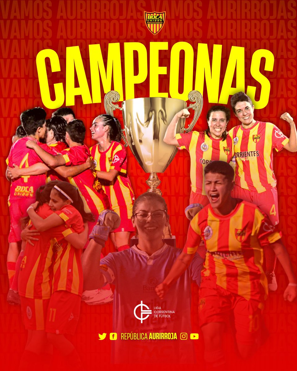 ¡¡HISTORIA PURA!! ¡¡BOCA UNIDOS CAMPEÓN DE LA LIGA CORRENTINA FEMENINA!! ⚽️❤️💛

Las pibas vencieron 1-0 en la final a Robinson y en su estreno en la máxima división ya se consagraron como las mejores de Corrientes 🔥⚽️