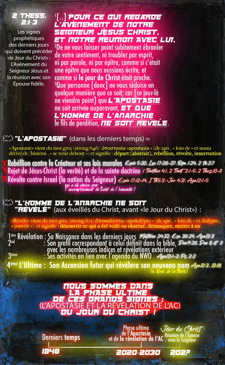 SaintViens's tweet photo. Au point culminant des signes du "Jour du christ " (2 Thess. 2:1-3)

#Israel 
#Antisemitism 
#Apostasie 
#PaixetSécurité https://t.co/uhdPZFsshy