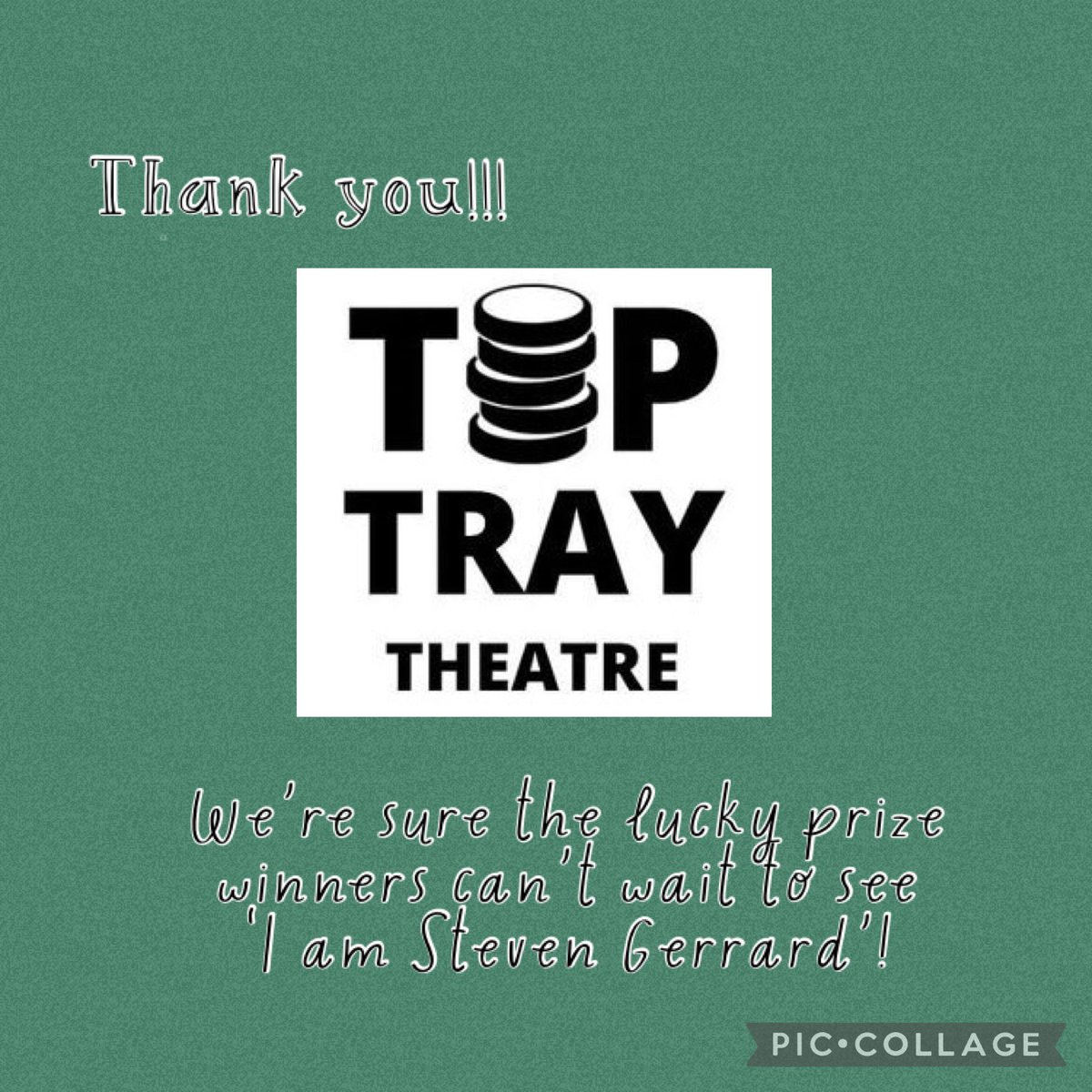 Thank you for the ‘I am Steven Gerrard’ theatre tickets for our raffle @tiptraytheatre #grateful