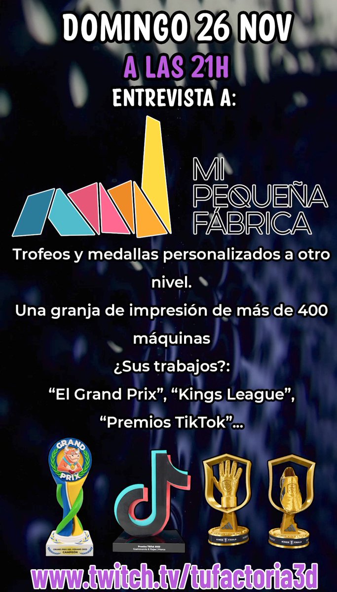 Factoria3dTu's tweet photo. Reactivo Twitter para avisaros se dos cosillas:
- La semanas pasada inauguramos temporada 5 de #MakerSessions
- Este Domingo vienen a visitarnos los chic@s de #mipequeñafabrica: medallas y trofeos personalizados a otro nivel. Os espero!! https://t.co/xcelfdph1G