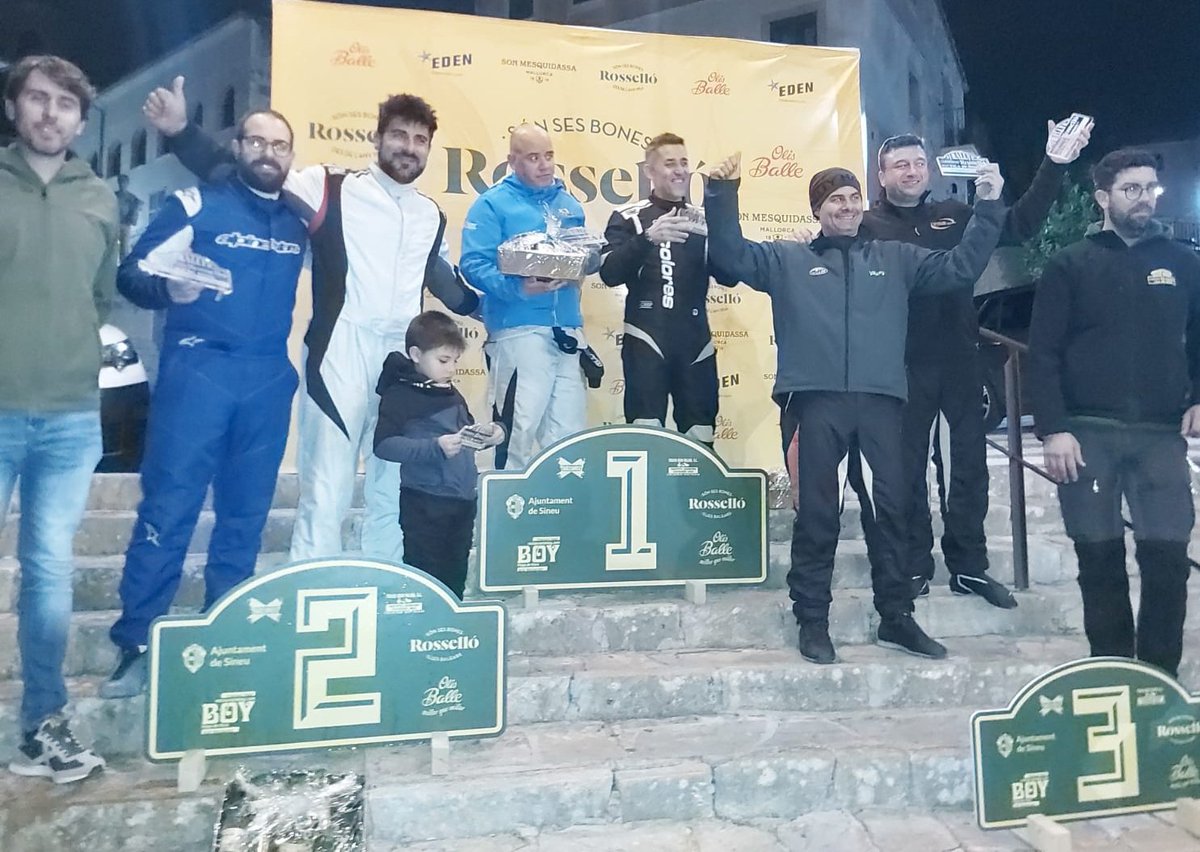 VI RALLYSPRINT C. ROSSELLO-VILA DE SINEU 
Podio de Velocidad 
1* David Garcia-Rudy Hensen (Ford Fiesta Rally2)
2* Miquel A Campins-Alvaro Andujar (Renault Clio N5)
3* José Martorell-TomeuFluxá (Citroen Saxo) 
Enhorabuena! <a href="/CronicaBalear_/">Crónica Balear</a> <a href="/diariomallorca/">Diario de Mallorca</a> <a href="/elnaandes/">Fernando Fernández</a> <a href="/costanord_esc/">Escuderia Costa Nord</a>