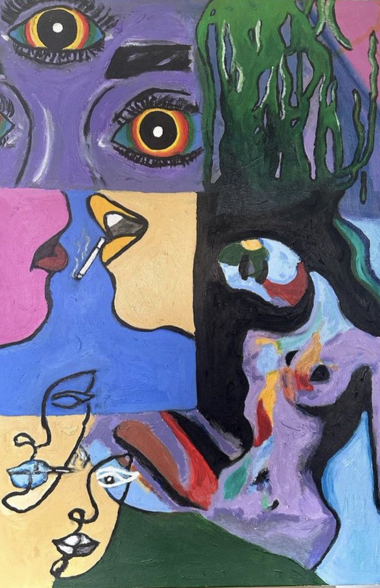 An old combo piece with Acrylic on Canvas 
#StellsArt #psychedelicart #femaleartist