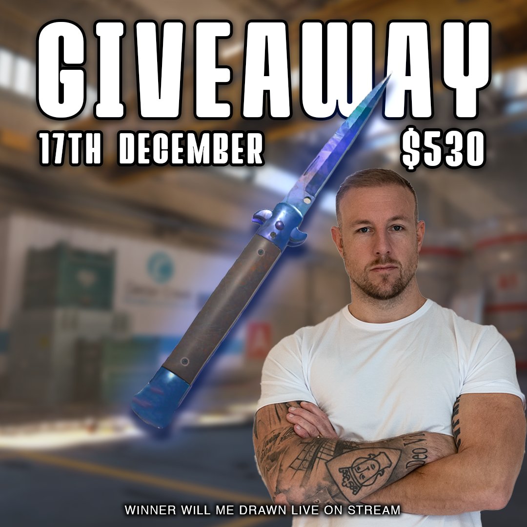 GIVEAWAY TIME!

Stiletto Knife Doppler FN

Rules:
Follow <a href="/Real_HeatoN/">Emil Christensen</a> 
Like Post
Retweet
Tag 3 friends

Winner will be drawn live on stream the 17th of December.

GL &amp; HF