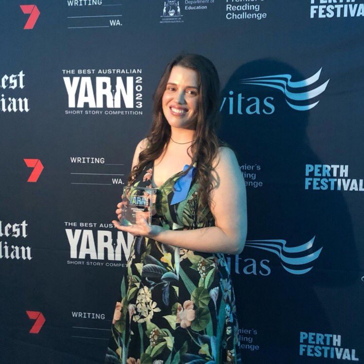 Rebecca Higgie (@rebeccahiggie) on Twitter photo On Friday I attended the <a href="/westaustralian/">The West Australian</a> award ceremony for Australiaās Best Yarn and discovered I made the Top 10! 𤯠Top 10, out of 5500 stories. $1000. And a pretty piece of glass. I still canāt believe it. Thank you so so much! I canāt articulate how much this means to me. On Friday I attended the <a href="/westaustralian/">The West Australian</a> award ceremony for Australiaās Best Yarn and discovered I made the Top 10! 𤯠Top 10, out of 5500 stories. $1000. And a pretty piece of glass. I still canāt believe it. Thank you so so much! I canāt articulate how much this means to me.