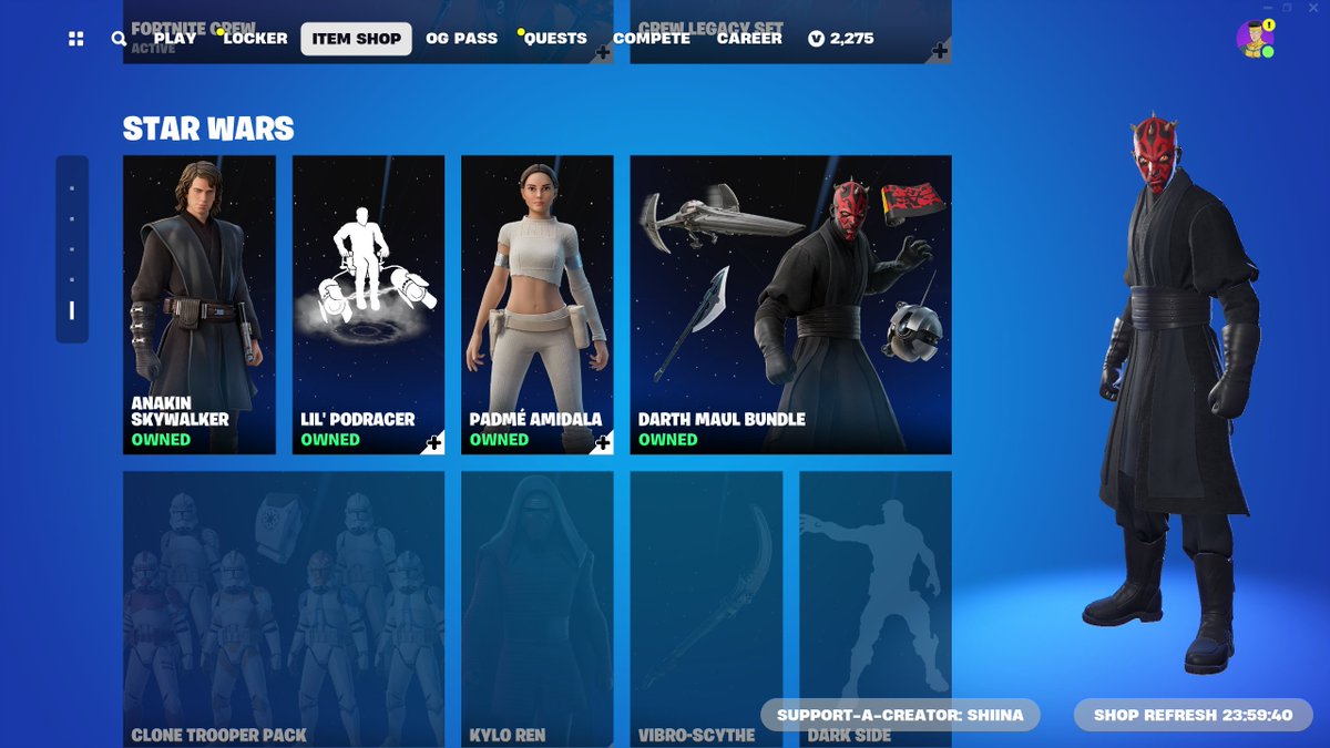 The Star Wars skins have returned to the Item Shop!! 🔥

Use Code "Shiina" to support me, thank you! ❤️ #EpicPartner