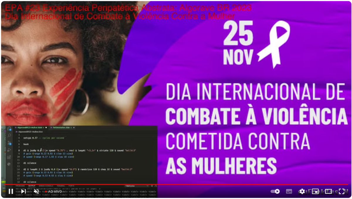 Algorave Brasil (@algoravebr) on Twitter photo **Live now**
euFraktus_X (Brasília/DF) <a href="/eufrasioprates/">eufrasio prates aka eufraktus</a>
Algorave Brasil 2023 #algorave
youtube.com/watch?v=QhiMDZ… **Live now**
euFraktus_X (Brasília/DF) <a href="/eufrasioprates/">eufrasio prates aka eufraktus</a>
Algorave Brasil 2023 #algorave
youtube.com/watch?v=QhiMDZ…