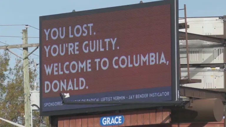 RpsAgainstTrump's tweet photo. “You lost.”

Residents of Columbia, South Carolina put up this digital billboard ahead of Donald Trump's visit to the Palmetto Bowl. https://t.co/sikGqtkv3S