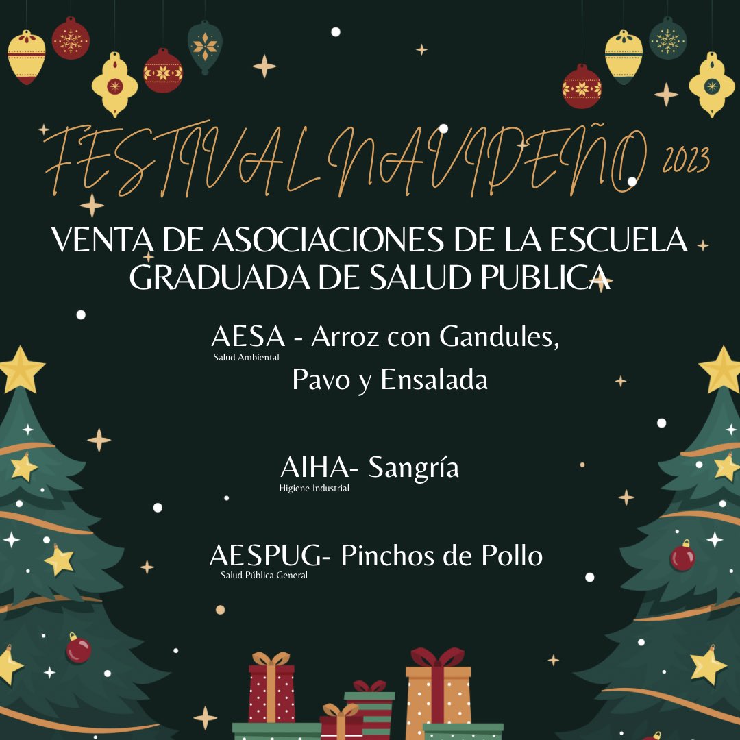 Este próximo jueves será el Festival Navideño del RCM y contaremos con varias asociaciones de nuestra escuela para la venta de comida y refrigerios. 🎅🥘