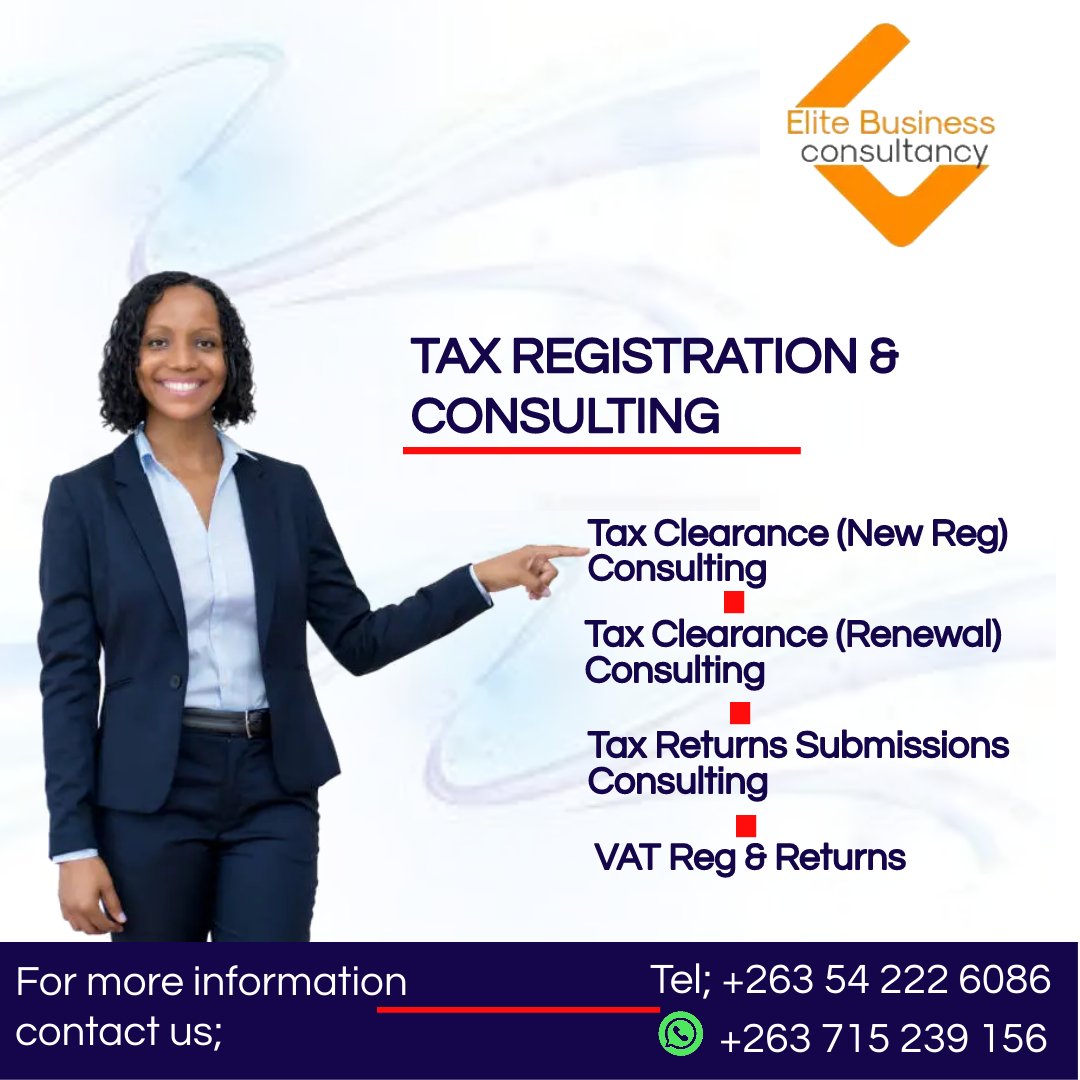 EliteBusin12022's tweet photo. @daddyhope Company Registration and Tax Clearance &amp; Consulting @EliteBusinessConsultancy®️

📞; +263 54 222 6086
📲;+263 775 549 444 Calls
📲;+263 715 239 156 Whatsapp https://t.co/5n8oaQ7IyU