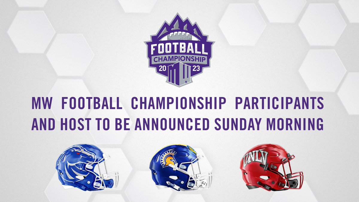 MountainWest's tweet photo. The participants and host for the 2023 Mountain West Football Championship will be determined by computer rankings and announced the morning of Sunday, Nov. 26 https://t.co/Br5TD5ohsY