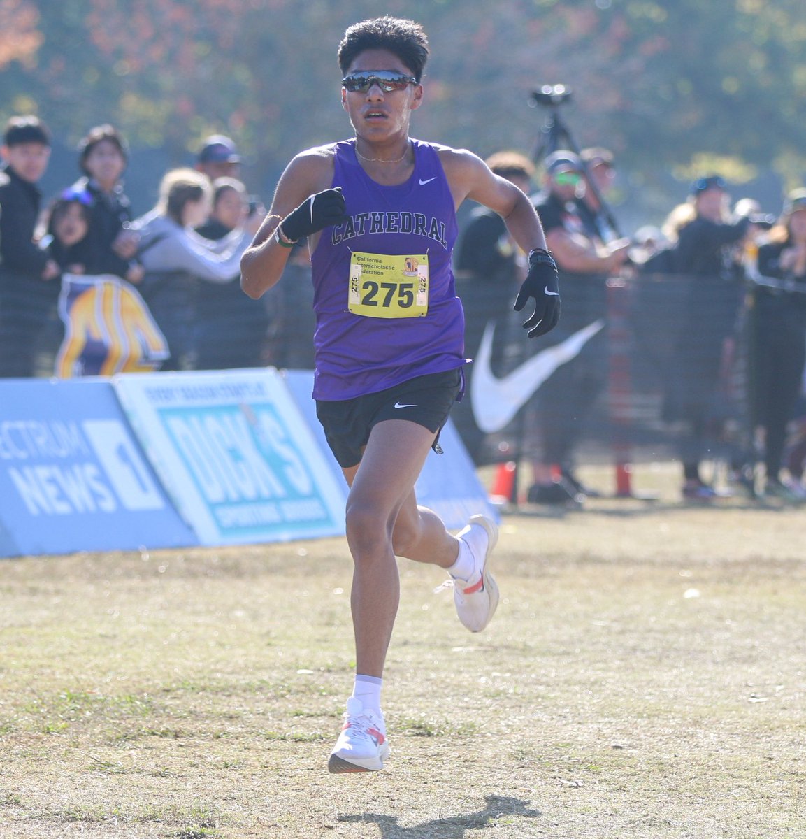 Emmanuel Perez of Cathedral defends his D4 California State Meet title in a blistering time of 14:45.5