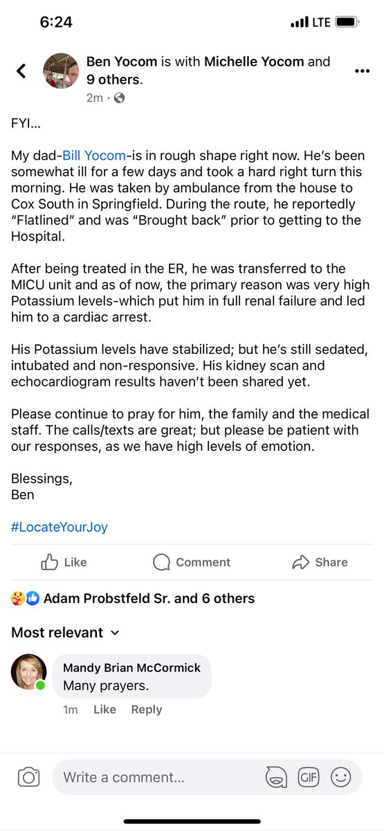 Prayers appreciated.