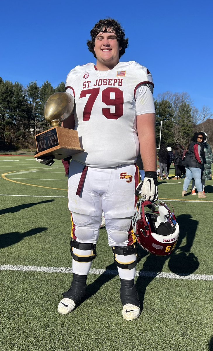 NPC2024's tweet image. Honored to be named 2023 All-West FCIAC Offensive Lineman and bring home the Thanksgiving Day Game trophy to St. Joseph. 
@CoachDellSJ @JoeMento @PRZPAvic @nyg5611w