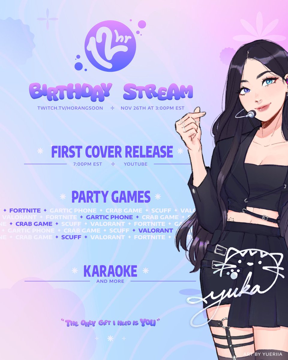 horangsoon's tweet photo. 💌 𝕐𝕆𝕌'𝕍𝔼 𝕎𝕆ℕ 𝕆ℕ𝔼 (𝟙) 𝕋𝕀ℂ𝕂𝔼𝕋

I'm celebrating my birthday with a 12HR stream TOMORROW!
Got a few things planned and many friends joining so I hope we can have lots of fun!

Old bones be hurtin' but WE PARTY!!

🗓️ 11.26
🕒 3PM EST
📺 https://t.co/5ipNotYqsk

💫 https://t.co/0vW3FNiwT1