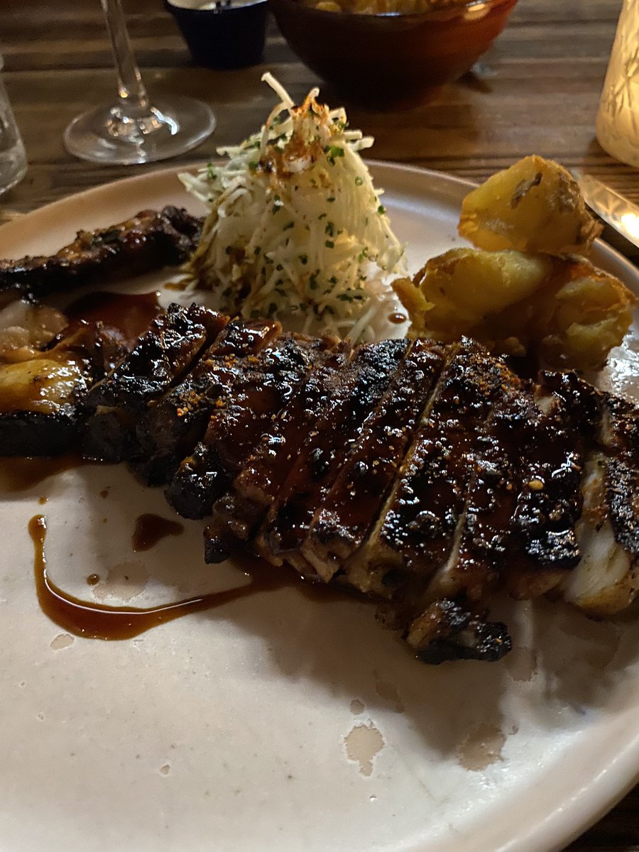 Had to pick a restaurant for a carnivore friend, and <a href="/Mister_S_Dublin/">Mister S</a> came up trumps. Not my usual cup of tea, but my pork chop main is going down as one of my my top dishes of the year. The over fire cooking adds huge depth to the meat. Superb fun. <a href="/MichelinGuideUK/">The MICHELIN Guide</a>