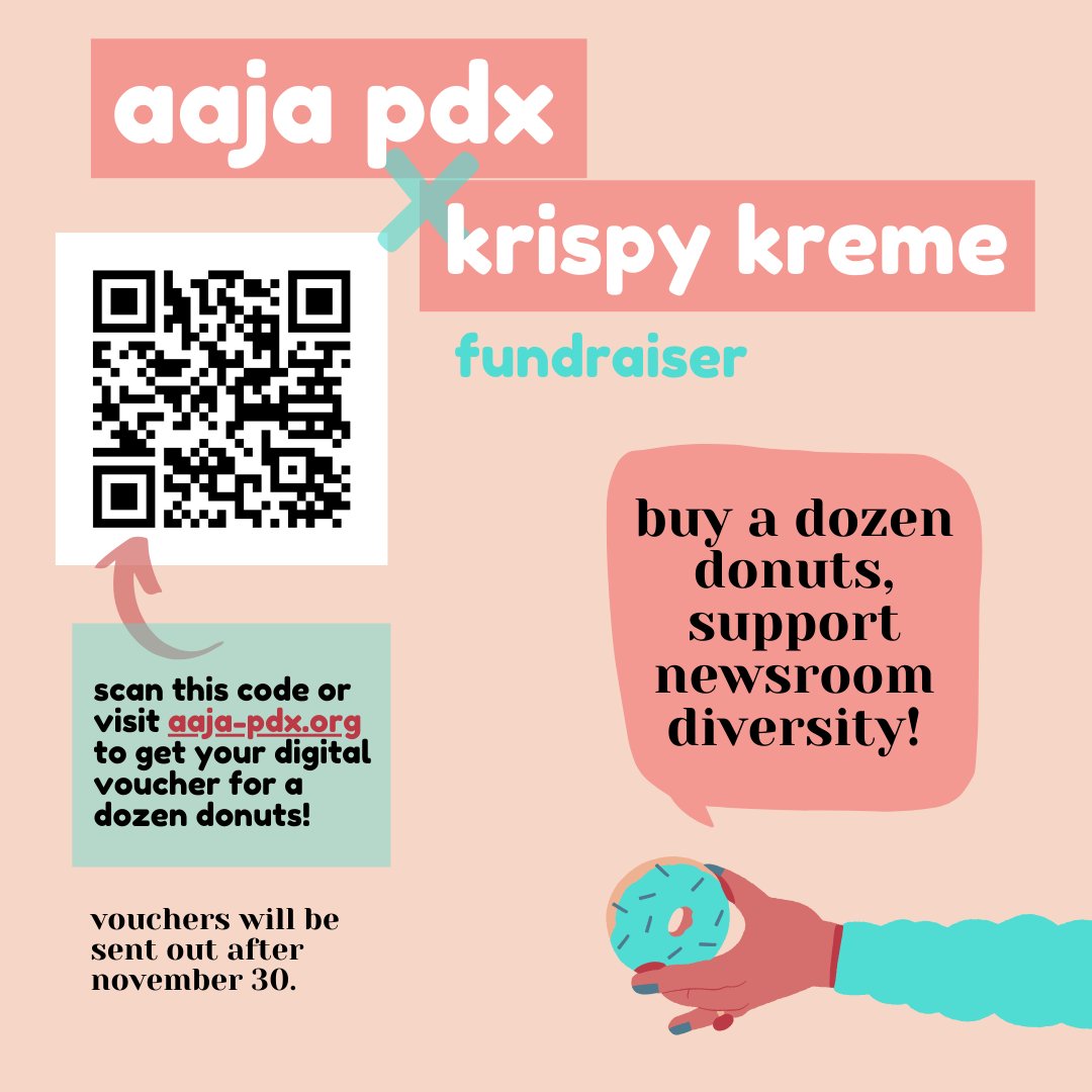 Donuts + newsroom diversity = wins all around. AAJA PDX is back with our popular Krispy Kreme fundraiser! Here’s how it works: buy a dozen donuts through our website for $12. After November 30, we’ll send out the vouchers for your dozens! (1/2)