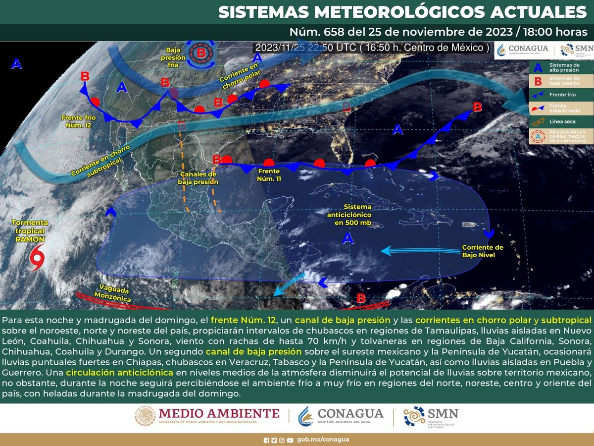 😀 Esta tarde, te invitamos a consultar el #Pronóstico del tiempo para las próximas horas en el territorio nacional en ⬇️
smn.conagua.gob.mx/es/pronosticos…