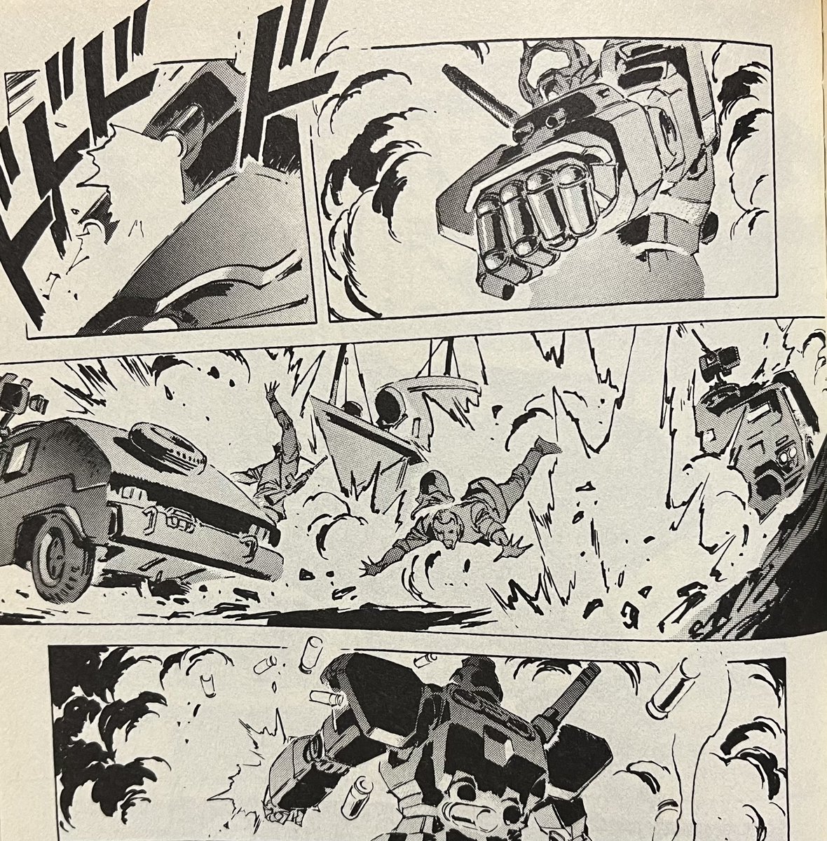 映画よりも漫画からオリジンに入ったから、ジムの初登場シーンの印象かなり強くてな…

腕部と頭部の機銃でジオン兵を蹂躙するシーンが初登場なのよ、漫画版だとさ 