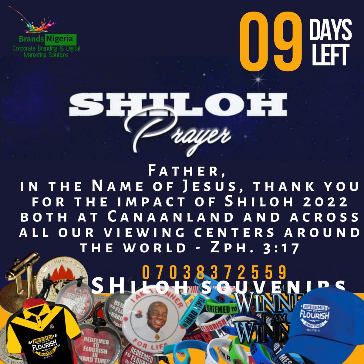 ChurchDigest's tweet image. We are 9days to #Shiloh2023
As we prepare, take 5 minutes to pray this:

Father, 
in the Name of Jesus, thank you for the impact of Shiloh 2022 both at Canaanland and across all our viewing centers around the world - Zph.3:17