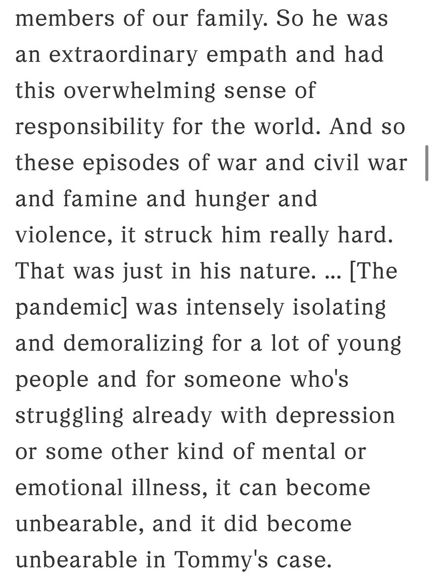 I keep thinking of Jamie Raskin and how he spoke about his son. We have to do more for mental health 💚