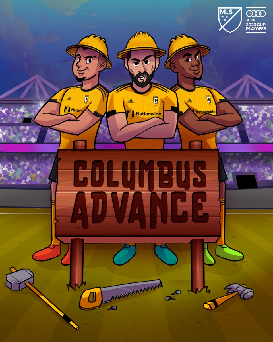 MLS's tweet photo. Rolled up their sleeves &amp; got the W. 👷‍♂️

@ColumbusCrew move on to the Audi #MLSCupPlayoffs Eastern Conference Final! https://t.co/35WrGhIR7G