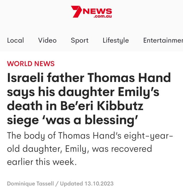 03690jul's tweet photo. Israel y los medios occidentales difundieron durante más de un mes que una niña, Emily Hand, había sido torturada y asesinada porque "Israel encontró el cuerpo". Hamás lo negó y nadie les creyó. Hoy fue liberada en la segunda tanda de rehenes. https://t.co/KheGk6lXFJ