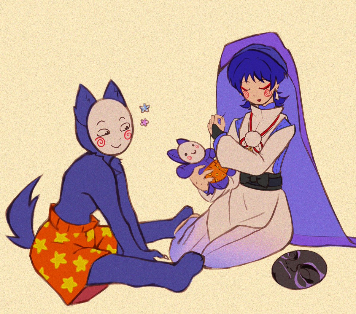 S7TNKSKPS's tweet photo. kabukimono and kedamono. very much alike. friends. understand each other. hate their moms. ourple. https://t.co/duzvjGrDWs