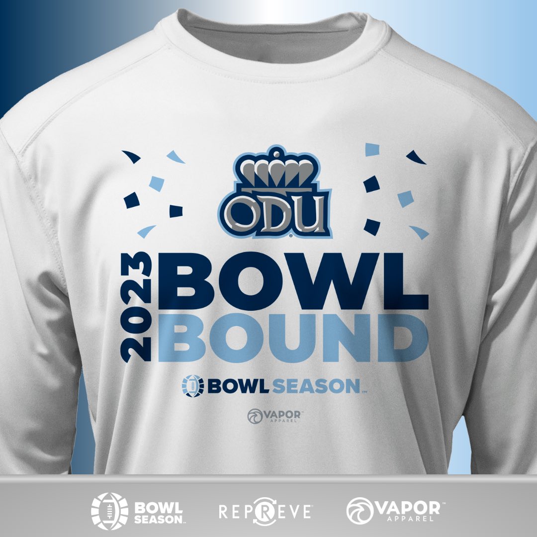 BowlSeason's tweet photo. GO MONARCHS! @ODUFootball is #BowlBound 🎉
Get your @vapor_apparel merch made from 100% @repreve #recycledfiber here: https://t.co/uzD7mOhErM
#BowlSeason #BowlGames #BowlEligible #SixWins #ODUFootball #ODUMonarchs #ReignOn #SBC #Repreve #VaporApparel #ESPN https://t.co/jmiVUxpYiJ
