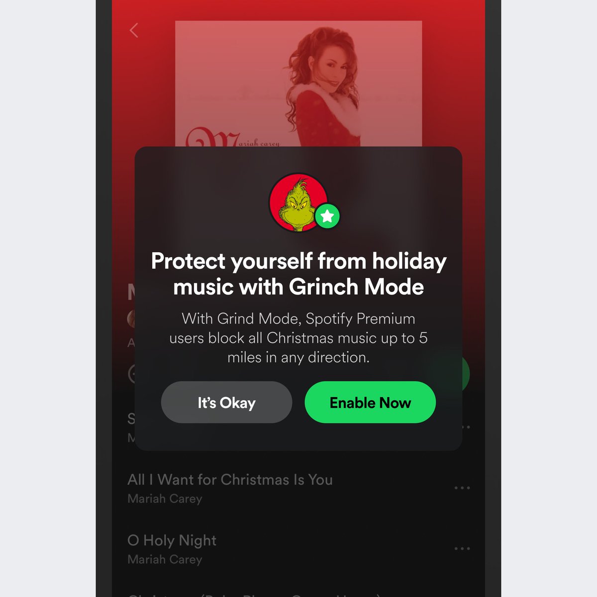 soren_iverson's tweet photo. Set up a geo-fence banning Christmas music with Spotify Grind Mode https://t.co/yNgUQVuyes