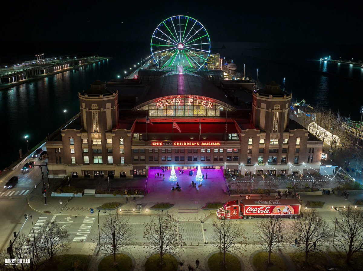 The Coca Cola Christmas Truck paid a visit to Chicago's Navy Pier this evening.