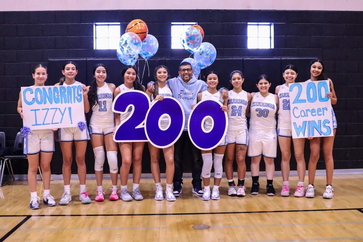 PuebloGirlsBB's tweet photo. #Congratulations to Coach Ismael Galindo for picking up his 200th Victory today! Warriors won 63-20 against Sierra Linda at Scorpion Shoot-Out. #SiSePuede 🏀 https://t.co/vZfGMDVDDk