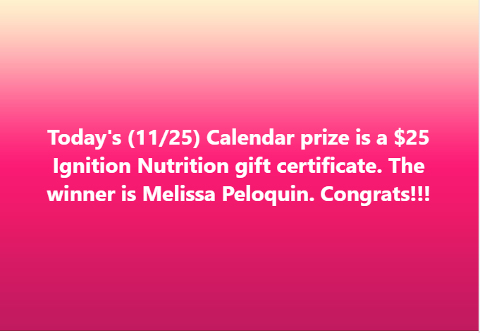 Today's (11/25) Calendar winner is...