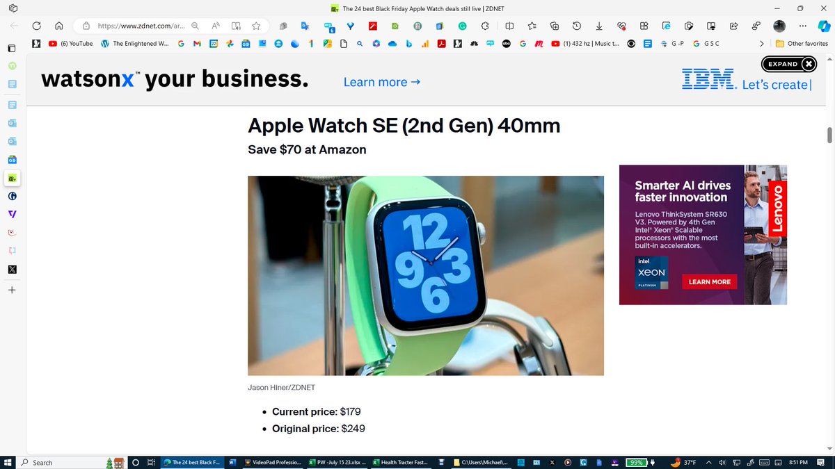 ExcelModels2023's tweet photo. The 24 best Black Friday Apple Watch deals still live - ZDNet 
Download a FREE 5-Day Demo of the FastBooks Health and Exercise Tracker Excel Model. My Average Steps per Day over the past 915 days is 10,328 equalling 4.89 miles per day. I have been recording my steps, miles, and eight other health statistics on my FastBooks Health and Exercise Tracker Excel Model using data taken from my $50 Fitbit watch. This same data is offered on any Apple, Pixel, or Google watch. You can also use other similar data. This unique long-term ‘fitness feedback tool’ on one page provides over 50 useful statistics. 

All FastBooks.Solution Business and Personal Excel Models are a great way to improve your Excel Skills. By unprotecting the sheet tabs, you can make changes to the models, change the statistics collected, add new sheet tabs for example, or review the formulas that created the over 50 Statistics provided in the model.

All the other cells in the model are locked except the cells in the 10 columns using red font numbering on row 3 that are designed to enter the daily exercise and health data from any smartwatch, which can be changed by simply unprotecting the model.

Click on the link below to download a FREE 5-Day Demo of the FastBooks Health Tracker Excel Model.

All FastBooks.Solution Business and Personal Excel models are designed to be downloaded only on a computer having a licensed copy of Microsoft Excel. If you do not use Excel now is a good time to start. Excel is mathematics in every science. If you don't have Excel on your computer, go to any public library. If you want to gain or enhance your Excel skills, here is your free opportunity. Any health statistic that calculating an Average, Highest, and Lowest number is useful can be used to replace 5 of the 10 statistics input columns provided. 

The file will open in viewing mode. The Excel file contains two sheet tabs, name Example, and 5 Day Free Demo. The Example sheet tab is protected, so the only thing you can do is use the ‘up down scroll bar’ to gain an appreciation for the simple design of this easy-to-use Excel model. The Excel Zoom setting under ‘view’ will most likely have to be adjusted to fit your computer screen. Excel should be set in the Full-screen mode to be viewed as displayed in this posting on your computer.

https://t.co/6erSM964cY

The FastBooks Health and Exercise Tracker Excel Model can be purchased for $15 plus sales tax using the PayPal link below.

https://t.co/Ke7568N1XT

Accepts PayPal and all debit and credit cards and the card purchases are covered by PayPal Purchase Protection.

After Purchase, you will receive the Health and Exercise Tracker Excel Model by email from ExcelModels2023@outlook.com with instructions and other information within 24 hours from the time of purchase.

https://t.co/fbDGkXCAOi via @GoogleNews