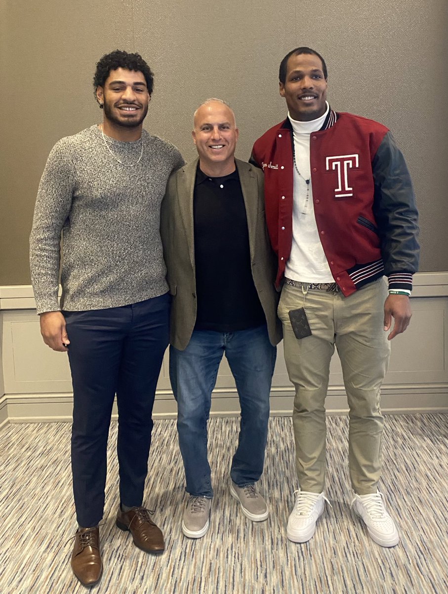 What a day CELEBRATING these two at our @Temple_FB Senior Banquet.🦉 One is the BEST player I've ever coached and the other is the BEST 'transformational story' I've ever been involved with. And, I LOVE THEM BOTH. #ItsAboutMoreThanJustFootball #Mixed #TightEndTUFF #ForLife