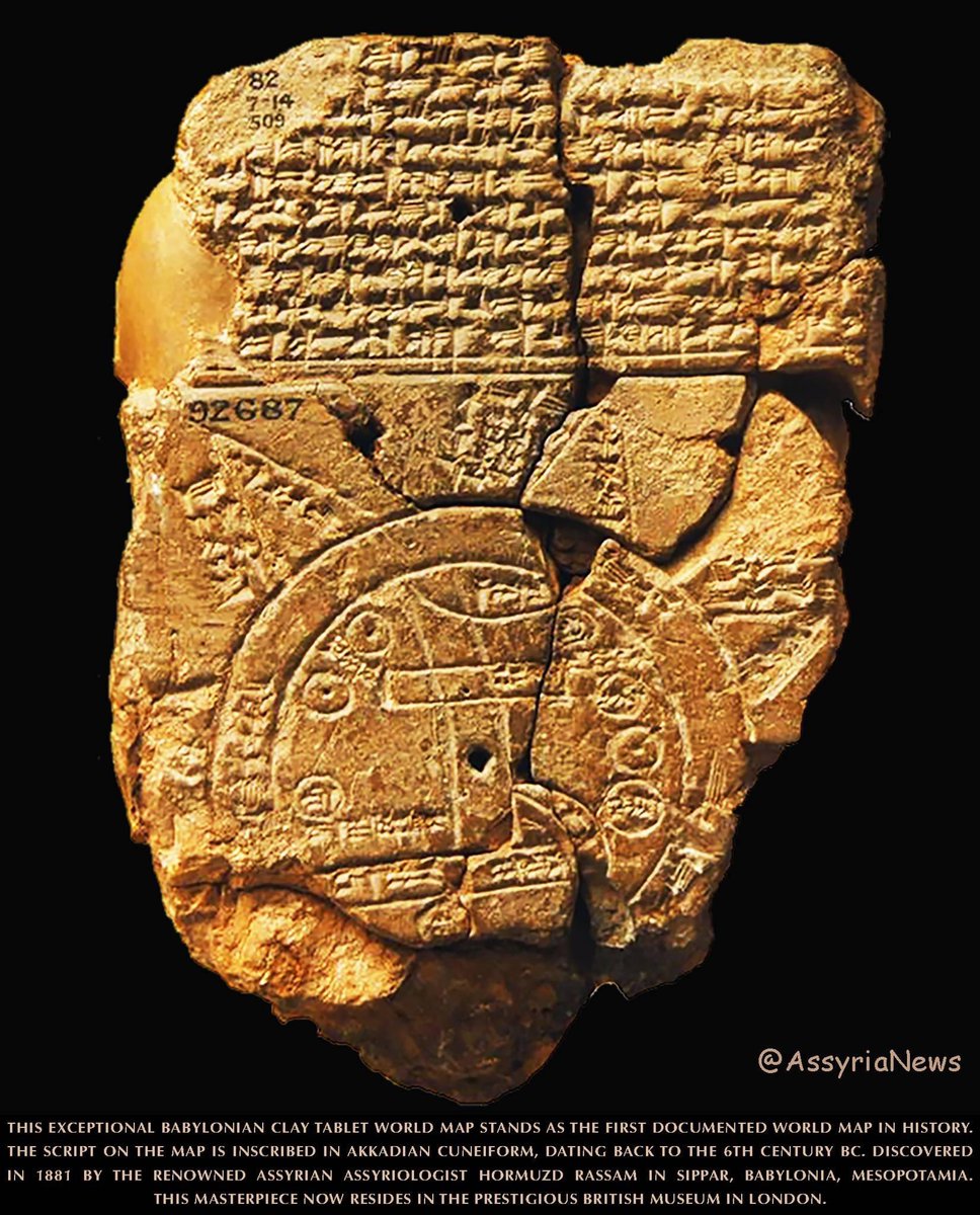 This exceptional Babylonian clay tablet world map 

#BabylonianWorldMap #WorldMap #Map #Akkadian #Cuneiform #Babylon #Assyrian #Assyria #HormuzdRassam #art #archaelogy #history #ancienthistory #Assyriologist #BritishMuseum #Sippar #assyrianews #Babel #babylonia #assyrianheritage