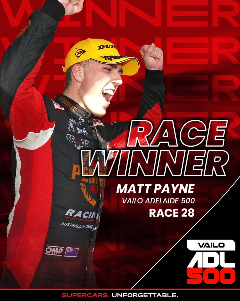 Supercars (@supercars) on Twitter photo A day he will never forget 🤩
Matt Payne is your <a href="/RepcoAustralia/">Repco Australia</a> Race 28 winner at the VAILO Adelaide 500! #RepcoSC #Supercars A day he will never forget 🤩
Matt Payne is your <a href="/RepcoAustralia/">Repco Australia</a> Race 28 winner at the VAILO Adelaide 500! #RepcoSC #Supercars