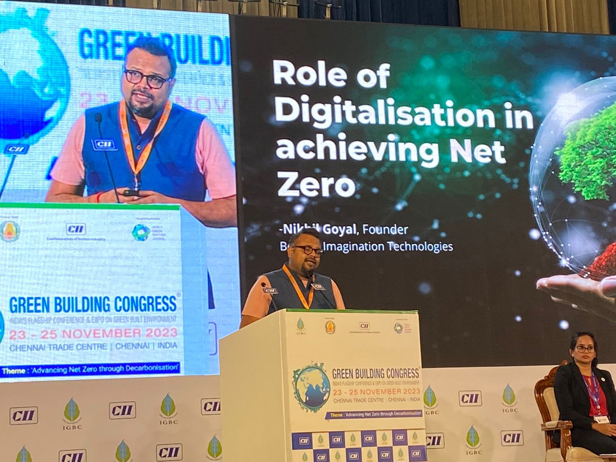 beimagine_tech's tweet photo. Our CEO, @Nikrider07, took center stage at the 21st Edition of India GBC'S Green Building Congress 2023 in Chennai, drawing attendees from around the world. https://t.co/oGzJqPvSuJ