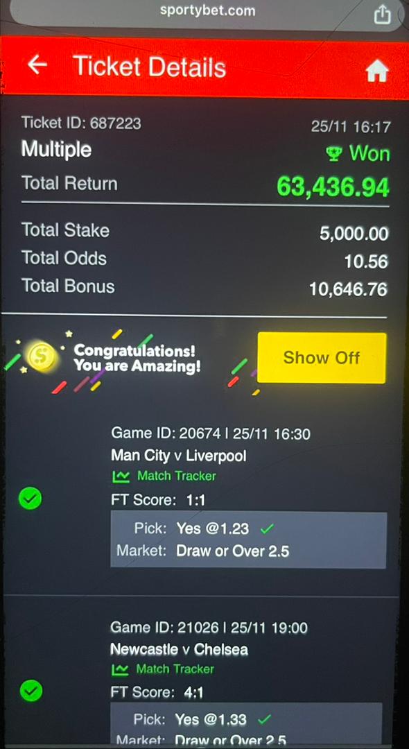 All yesterday game won successfully. Am active for 100% sure game for today's game. Chat me up on WhatsApp if you can stake 5k upward. 2348030909636