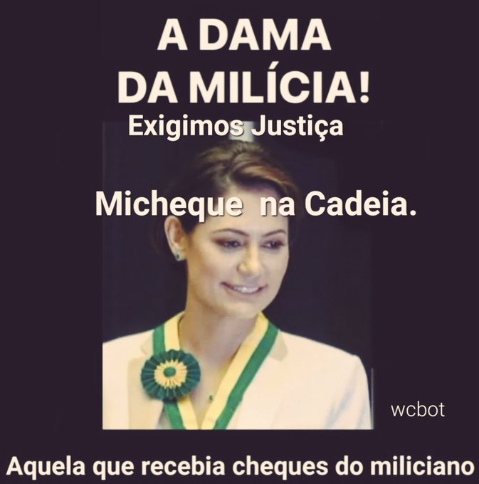 Bolsonarismo só tem bandidos, começando pelo Jair.

Os vagabundos acusaram Dino de se encontrar com a dama do tráfico, mas Micheque a dama da milícia, eles enchem a boca de capim e se calam ... 🤔👇