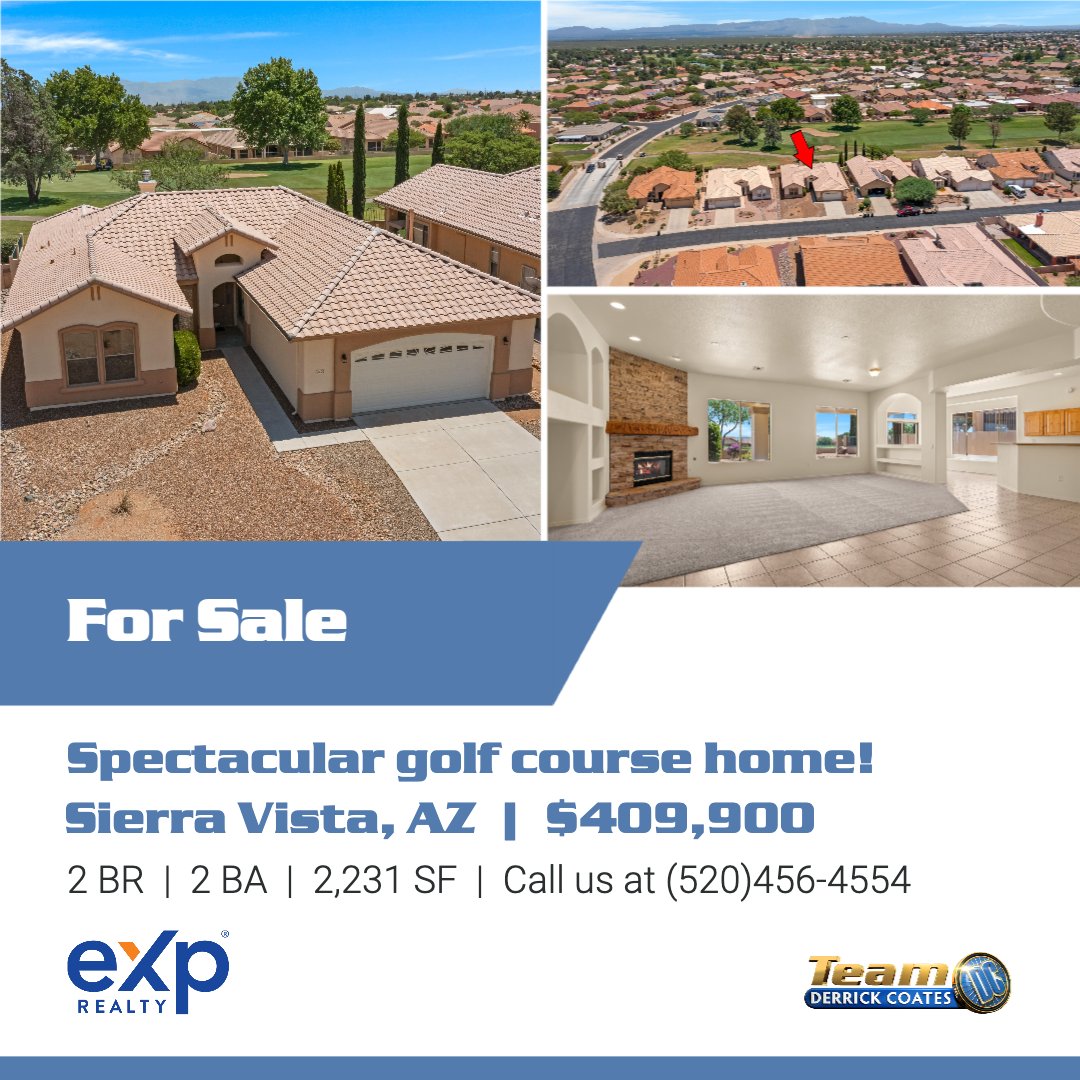 Derrick_Coates's tweet photo. You won't regret seeing this amazing home golf course home in the exclusive 55+ gated community! MOTIVATED SELLER!

📲 To schedule a showing call us at (520)456-4554
❤️ Like, Comment, Share!

#SierraVista #buyers #Arizona #arizonarealtor #tucson #expagent #dreamhome #retirement https://t.co/z9T6gbwaOH