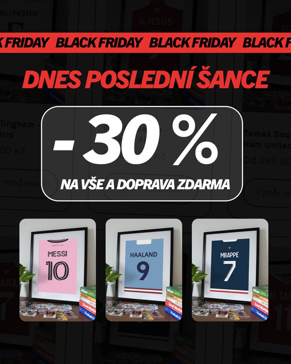442printscz's tweet photo. 🎁 TIP NA DÁREK 🎄

Ještě do dnešní půlnoci můžete využít slevu 30 % na fotbalové plakáty a k tomu dopravu zdarma. A pokud si nevyberete z nabídky, navrhnout si můžete klidně vlastní design ✌️

🛒 https://t.co/oC2Z5zNpz0 https://t.co/KONMkbznA5