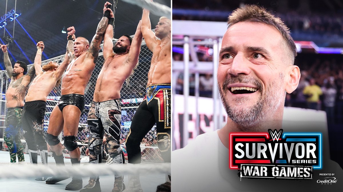 WWE's tweet photo. The return of @RandyOrton and @CMPunk highlight chaotic end to #SurvivorSeries #WarGames.

FULL RESULTS: https://t.co/2EUbCQjt5e https://t.co/9dSLMb0z84