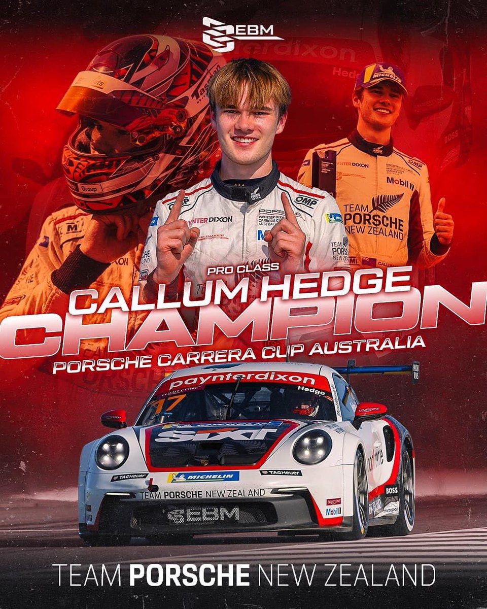 CHAMPIONS 🎉🎉 A special day for EBM, well done Callum Hedge! #EBM #PorscheMotorsportAU