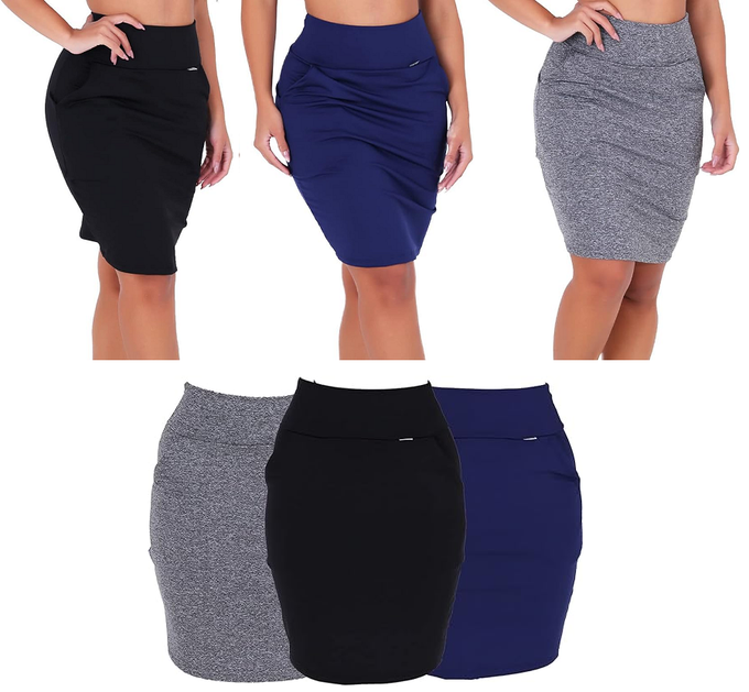 Kit 3 Saias Midi Social Evangélica com Bolsos Bruna