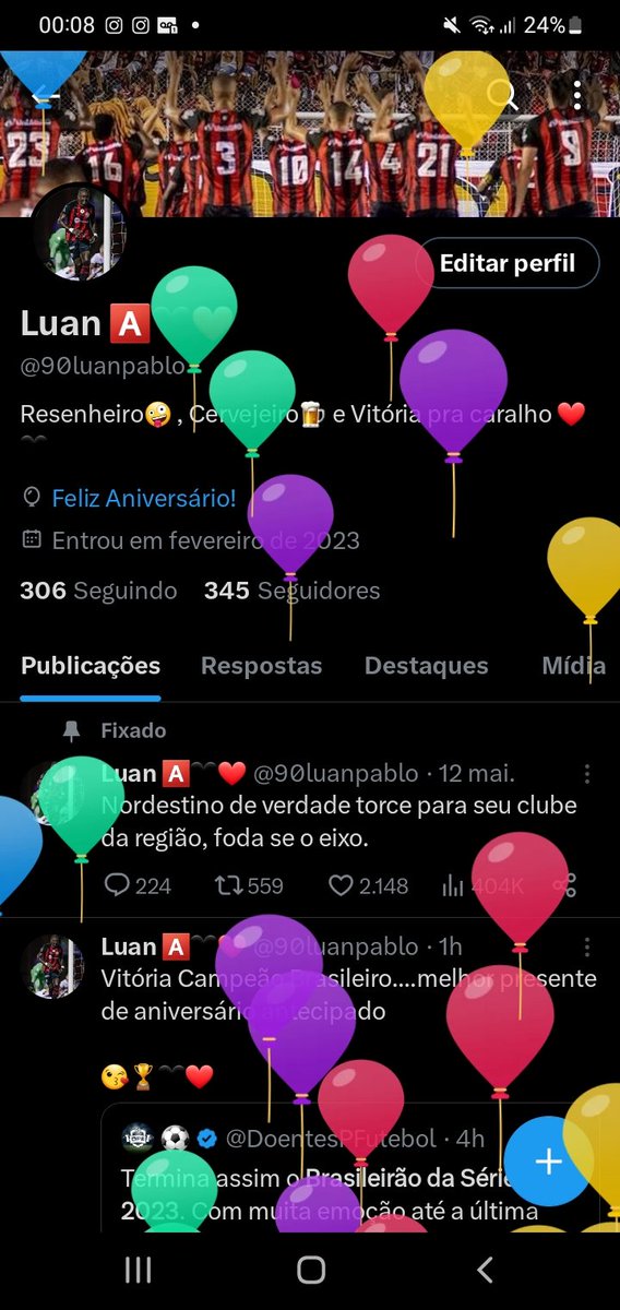 90luanpablo's tweet photo. E sobe os balões assim como o Vitória subiu 

3.3 do coroa 🎊🎊🎊🤫🤫🤫 https://t.co/O6797NQl2B