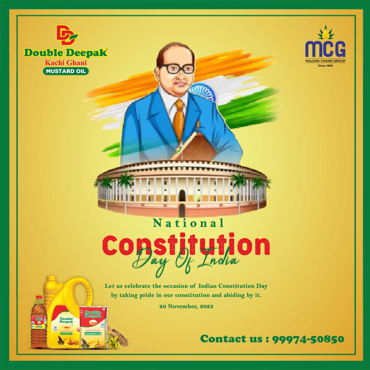 doubledeepakoil's tweet photo. Let us celebrate the occasion of Indian Constitution Day by taking pride in our constitution and abiding by it.
National Constitution Day Of India
#NationalConstitutionDayOfIndia #doubledeepak #kachighani #edibleoil #mustardoil #healthyoil #sarsontel #bestoil #food #foodie https://t.co/DGQH3x21EN