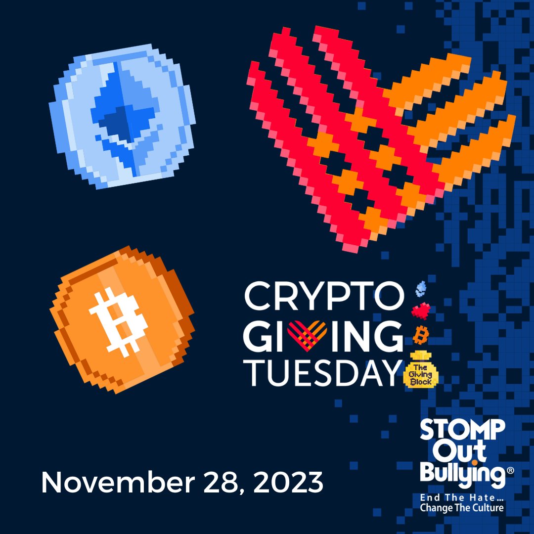 #CryptoGivingTuesday is a chance for you to stand up for what matters most to you & participate in the change you want to see in the 🌎 Unite to eliminate the culture of hate, bullying & exclusion that persists! Or get an early start by donating now: stompoutbullying.org/donatecrypto/