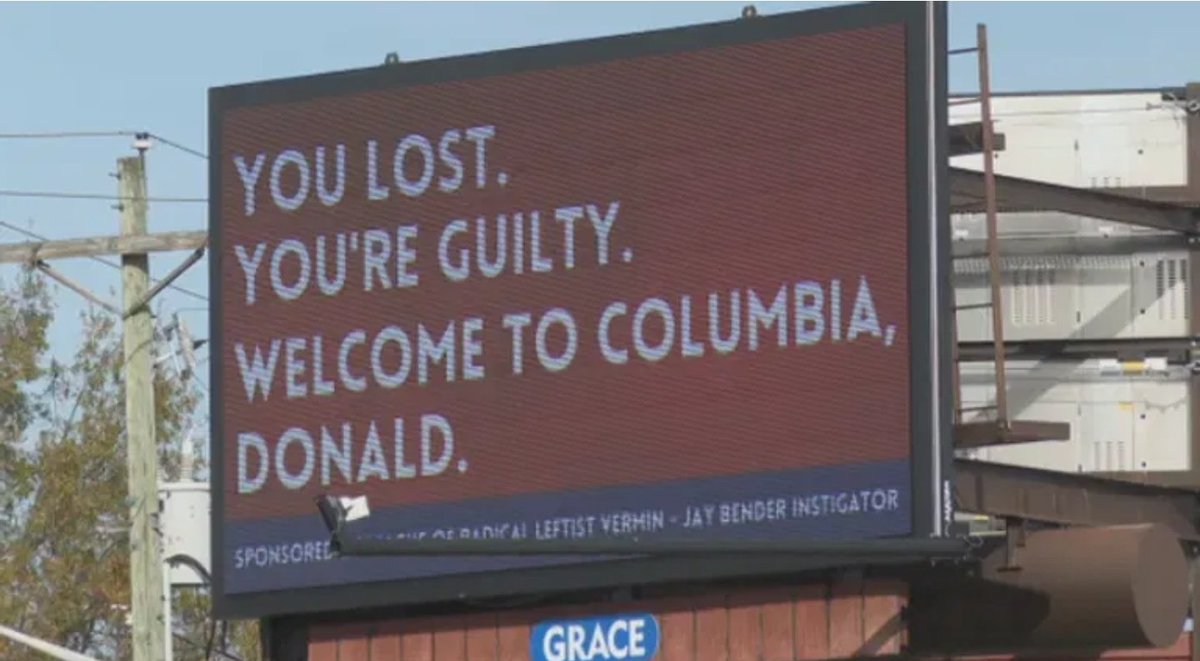 Hahaha, this billboard went up today in Columbia, South Carolina ahead of trump's visit to the Palmetto Bowl. Well played, South Carolina! 👏👏