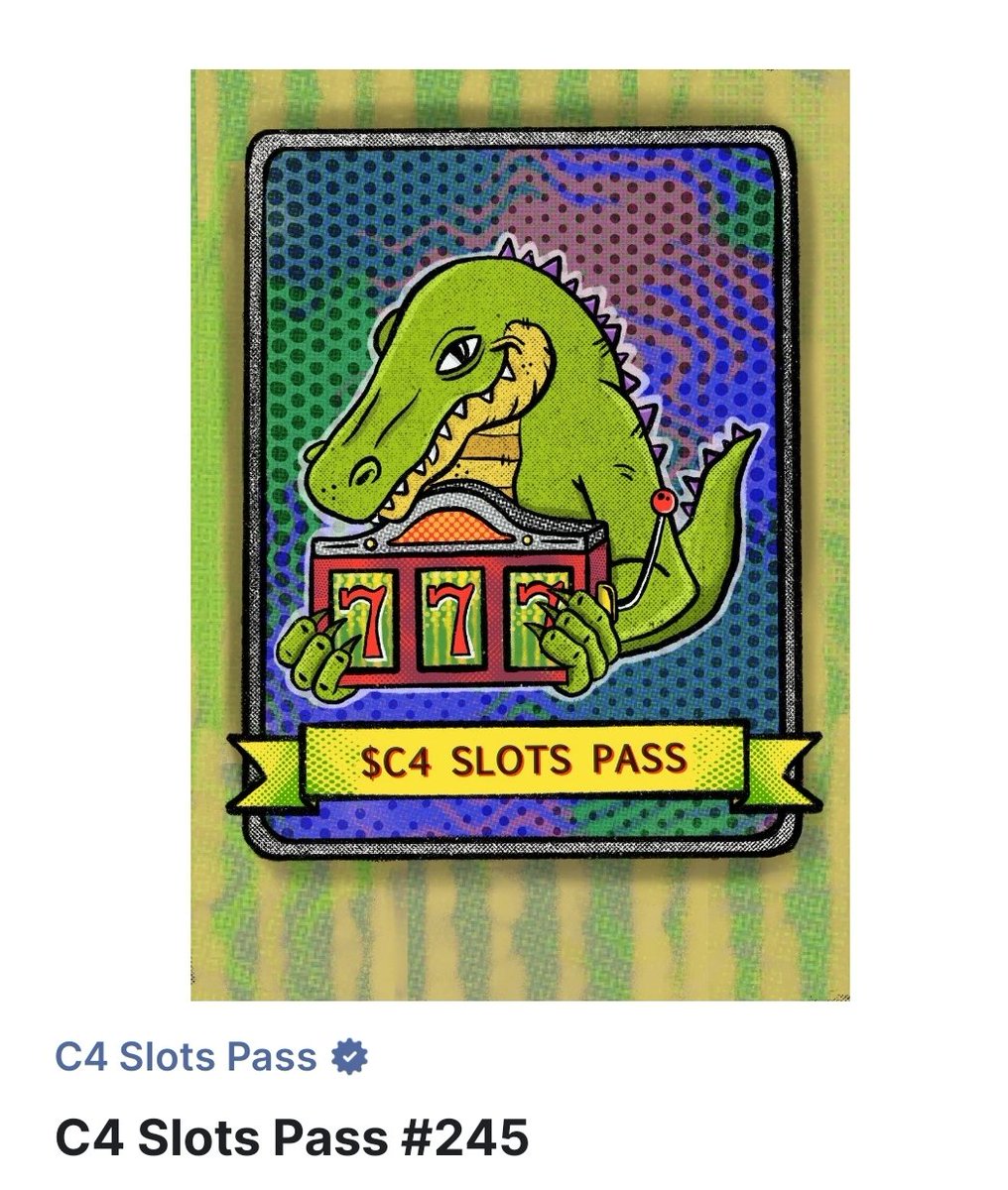 scanlz's tweet photo. Today I won a #C4SlotsPass NFT ππΎ from a giveaway brought to you by @c4slots it's an honored to finally hold one π«‘ also thank you to @CnftMoon and @KashMoney_ada for the assistance with my ticket π by the way the slot machine are addictive, who needs to go to a casino π€£ https://t.co/XiTAQHBO5V